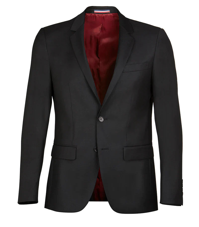 Allebasi Black Notch Lapel 2 Button Suit