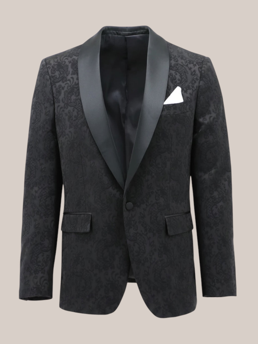 Black Paisley Sheen Shawl Lapel Jacket
