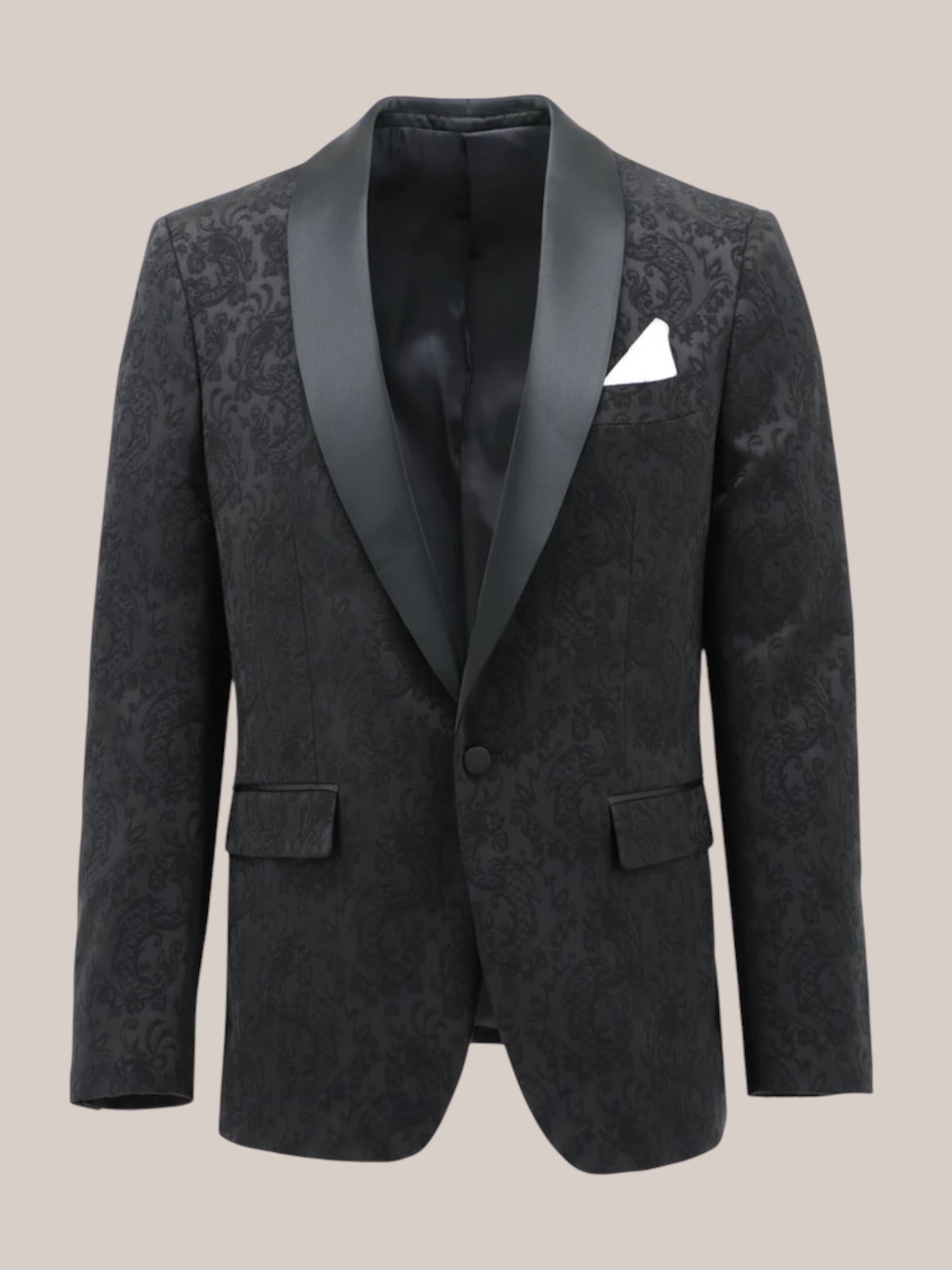Black Paisley Sheen Shawl Lapel Jacket