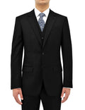 Allebasi Black Notch Lapel 2 Button Suit