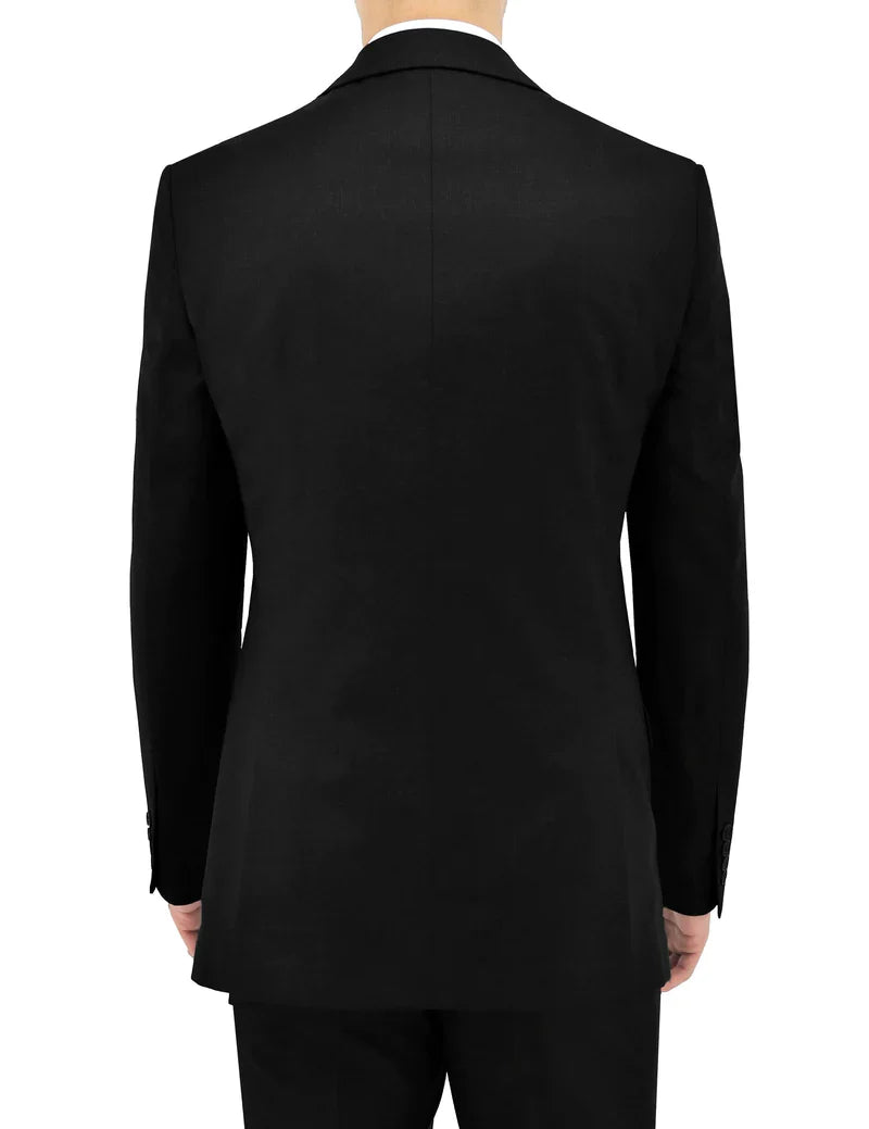 Allebasi Black Notch Lapel 2 Button Suit