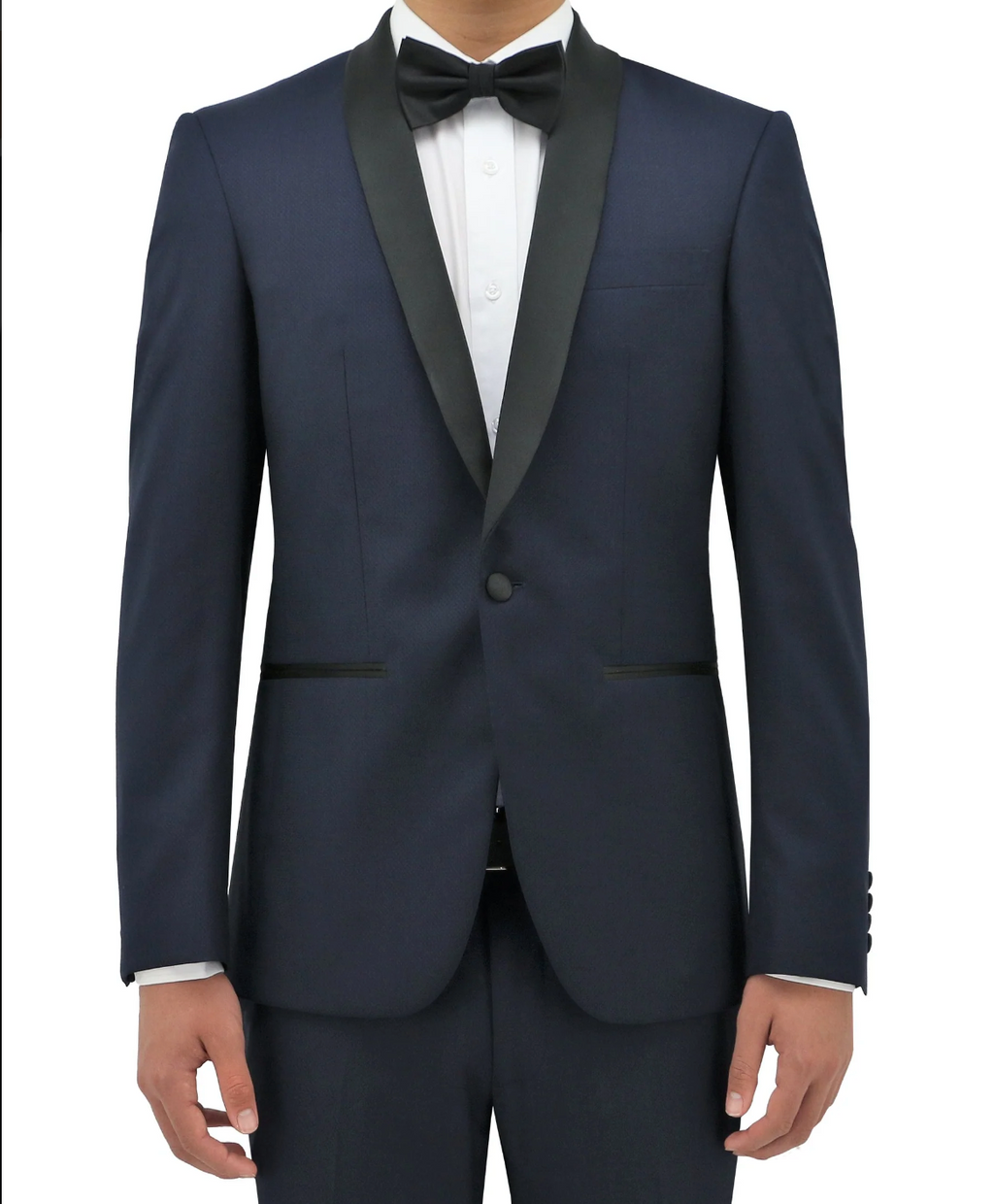 Allebasi Navy Shawl Lapel Weave Dinner Suit