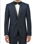Allebasi Navy Shawl Lapel Weave Dinner Suit