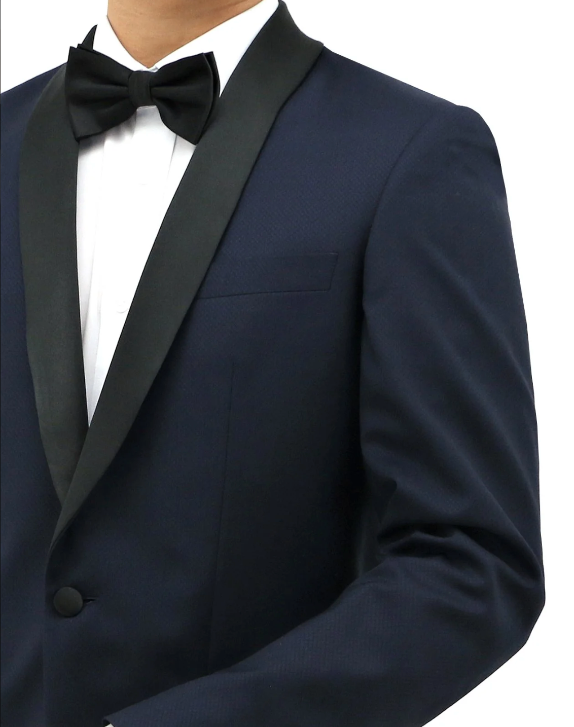 Allebasi Navy Shawl Lapel Weave Dinner Suit