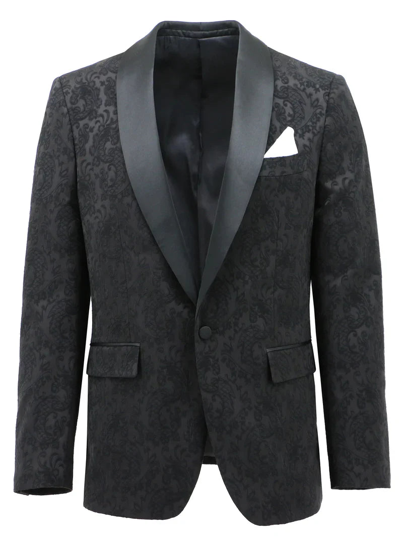 Black Paisley Sheen Shawl Lapel Jacket