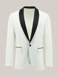 White Paisley Sheen Shawl Lapel Jacket