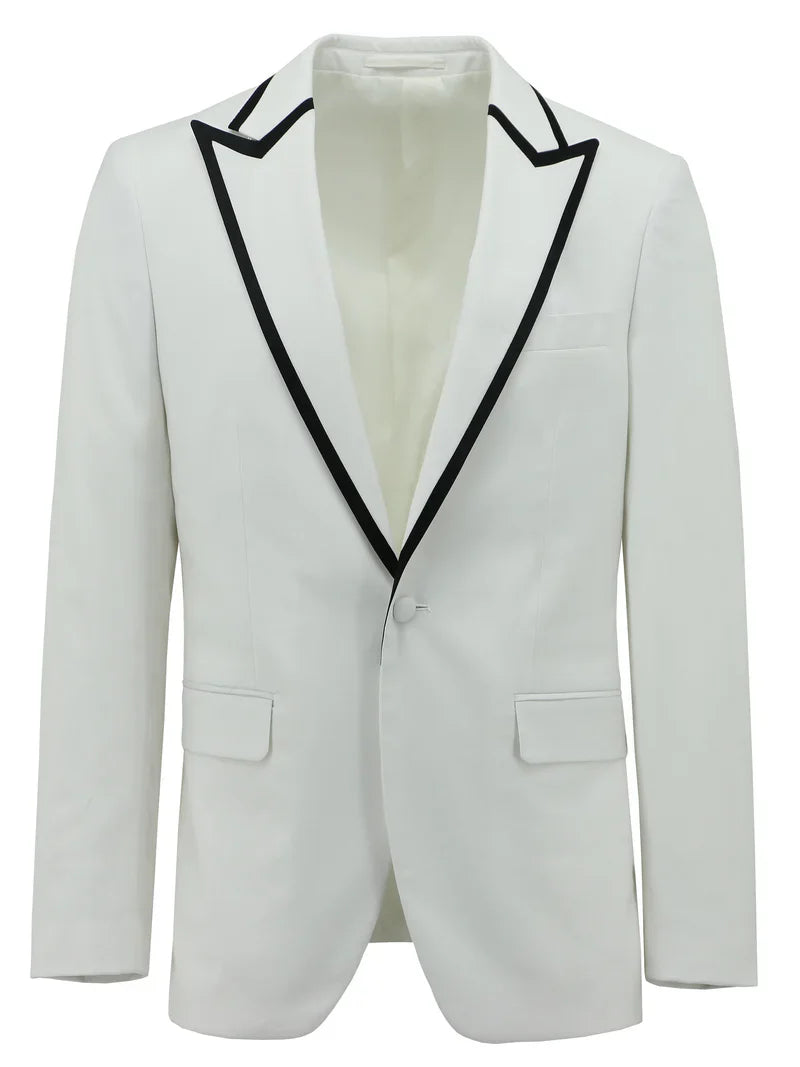 White Peak Lapel Dinner Jacket With Black Outline