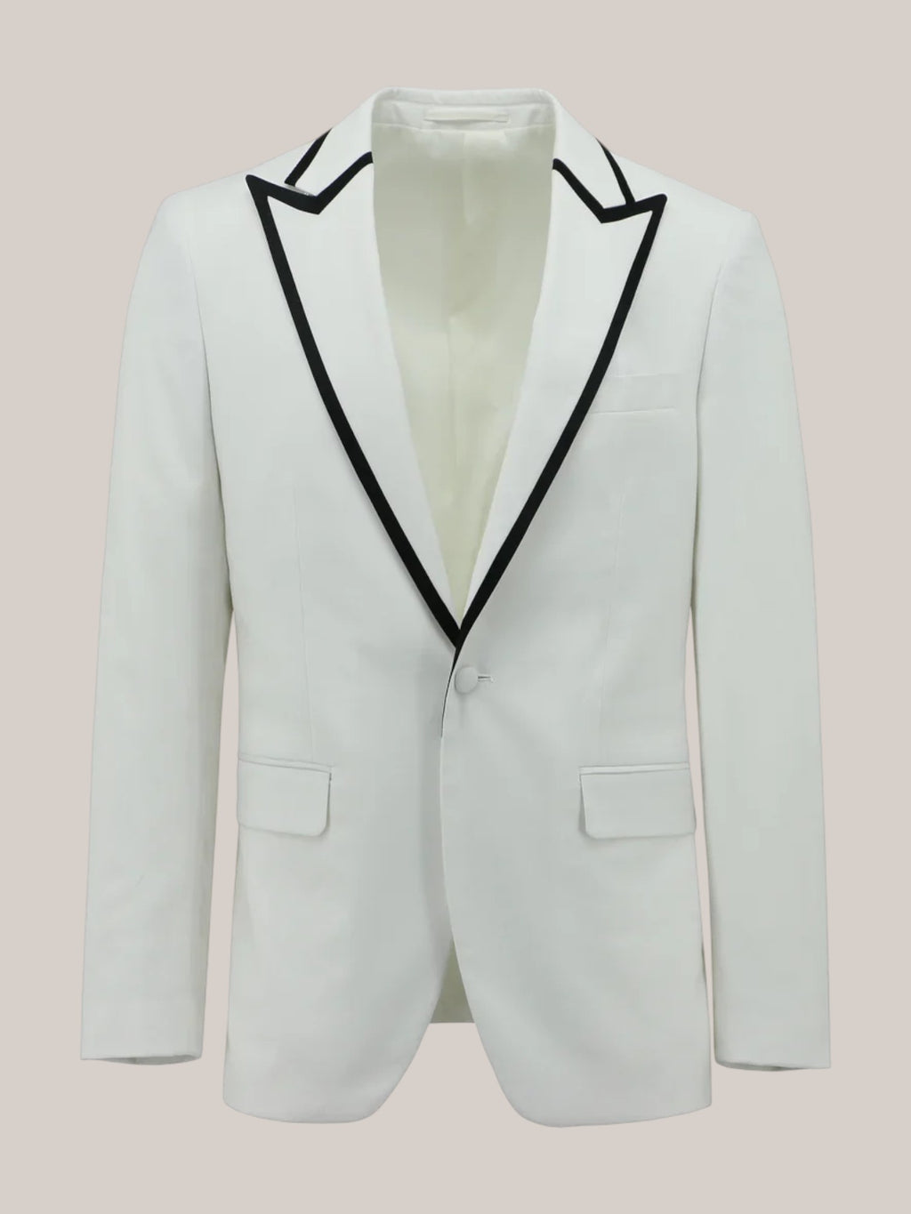White Peak Lapel Dinner Jacket With Black Outline