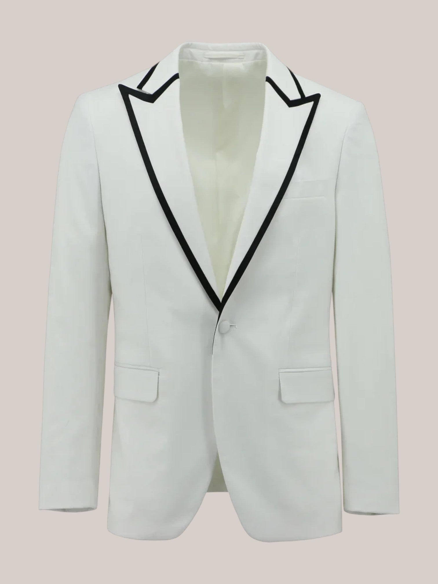White Peak Lapel Dinner Jacket With Black Outline