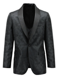 Allebasi Black Shawl Lapel Floral Print Dinner Jacket