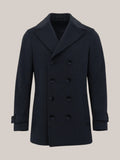 Doubled Breasted Wool Overcoat in Navy