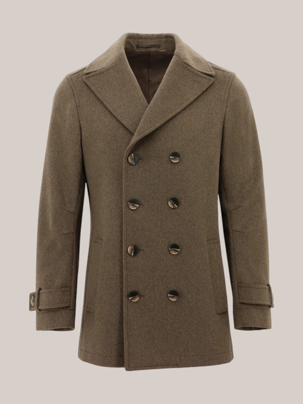 Doubled Breasted Wool Overcoat in Brown