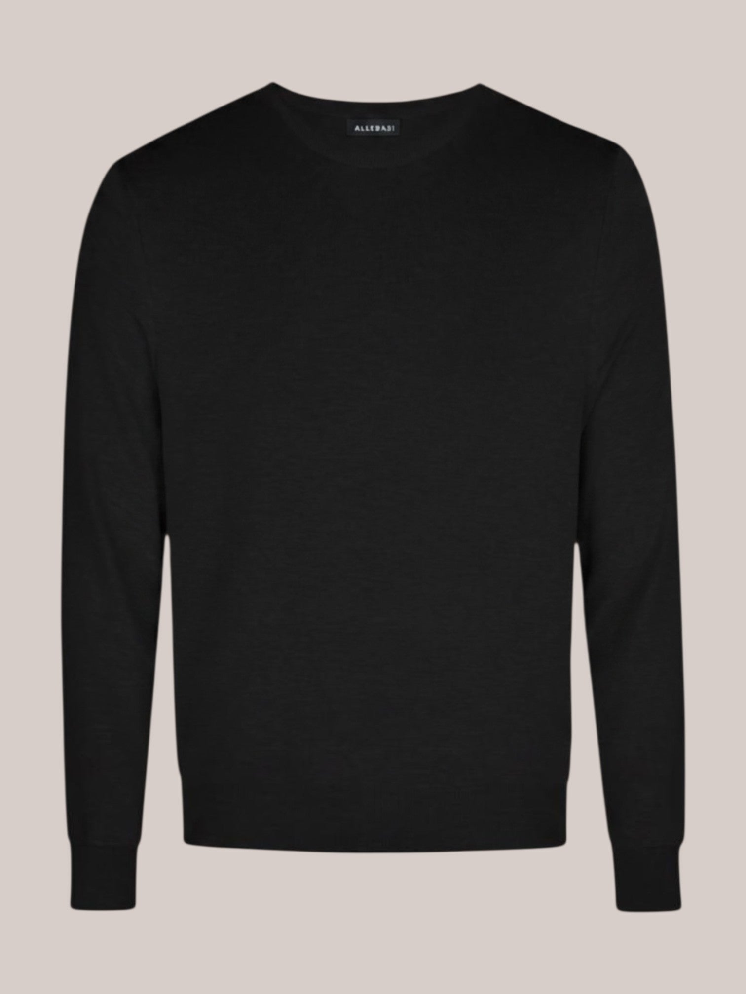 Merino Wool Crewneck Jumper in Black