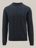 Cable Knit Crewneck Jumper in Navy
