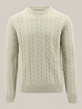 Cable Knit Crewneck Jumper in Beige