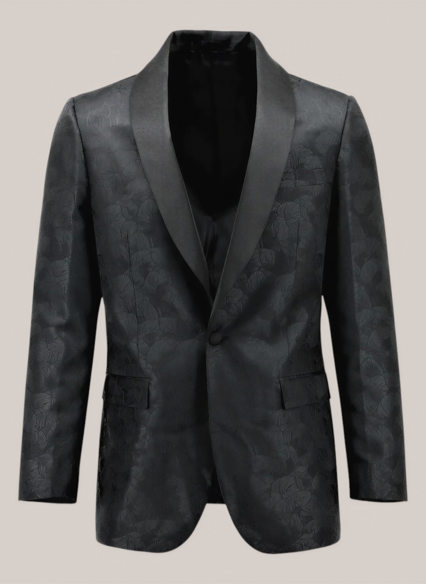 Black Shawl Lapel Floral Print Dinner Jacket