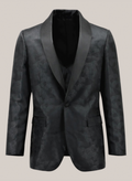 Black Shawl Lapel Floral Print Dinner Jacket