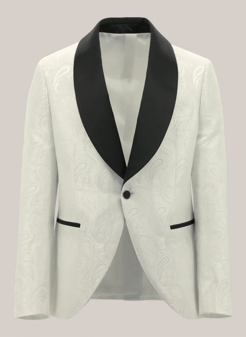 White Paisley Shawl Lapel Dinner Jacket