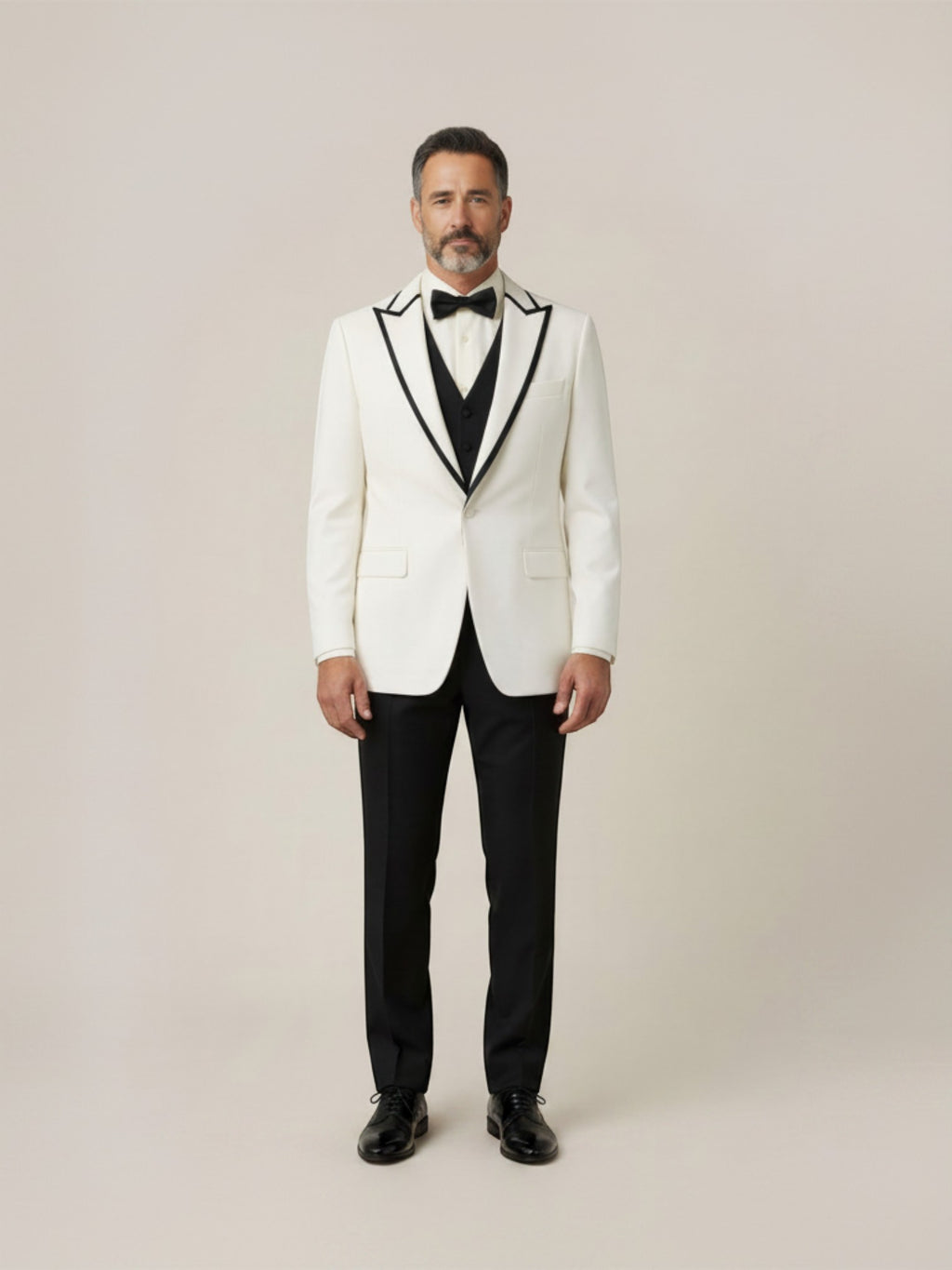 White Peak Lapel Dinner Jacket With Black Outline