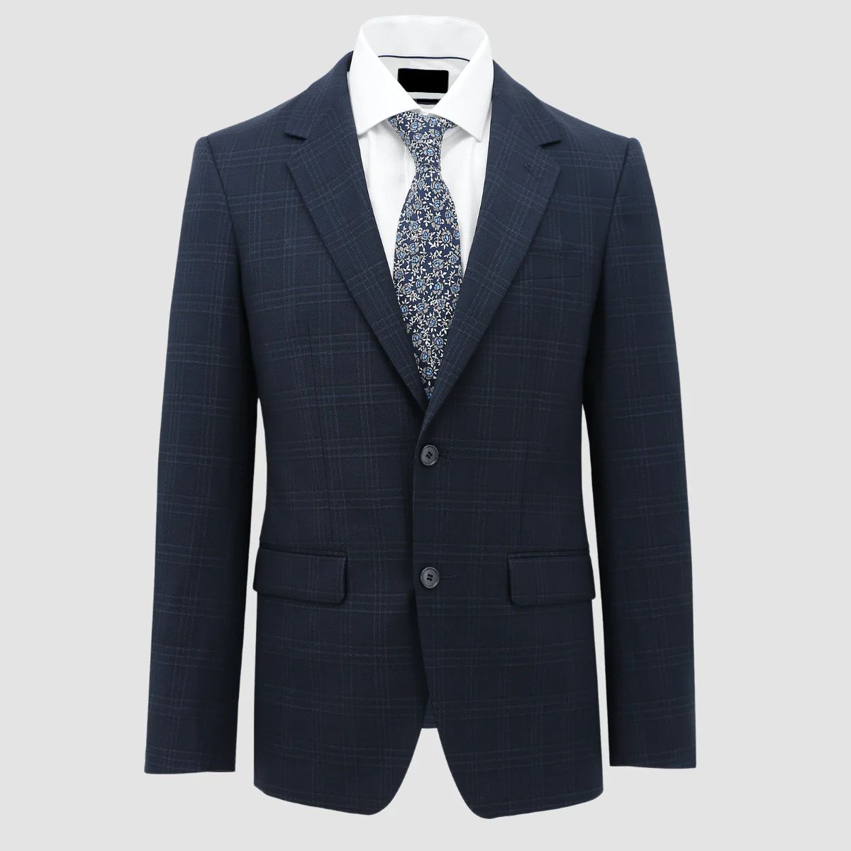 Allebasi Navy Chequered Two Piece Suit