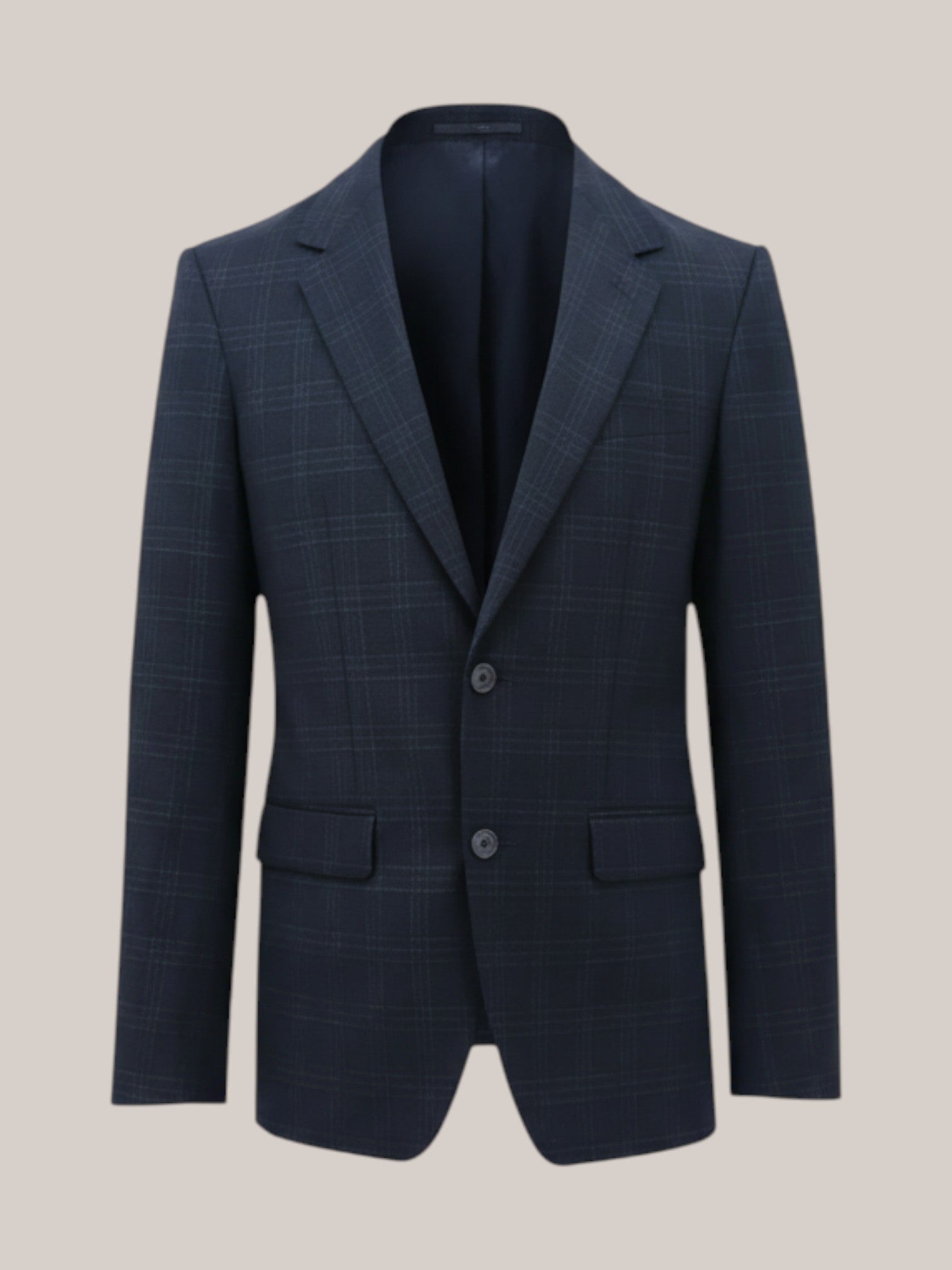 Navy Chequered Two Piece Suit